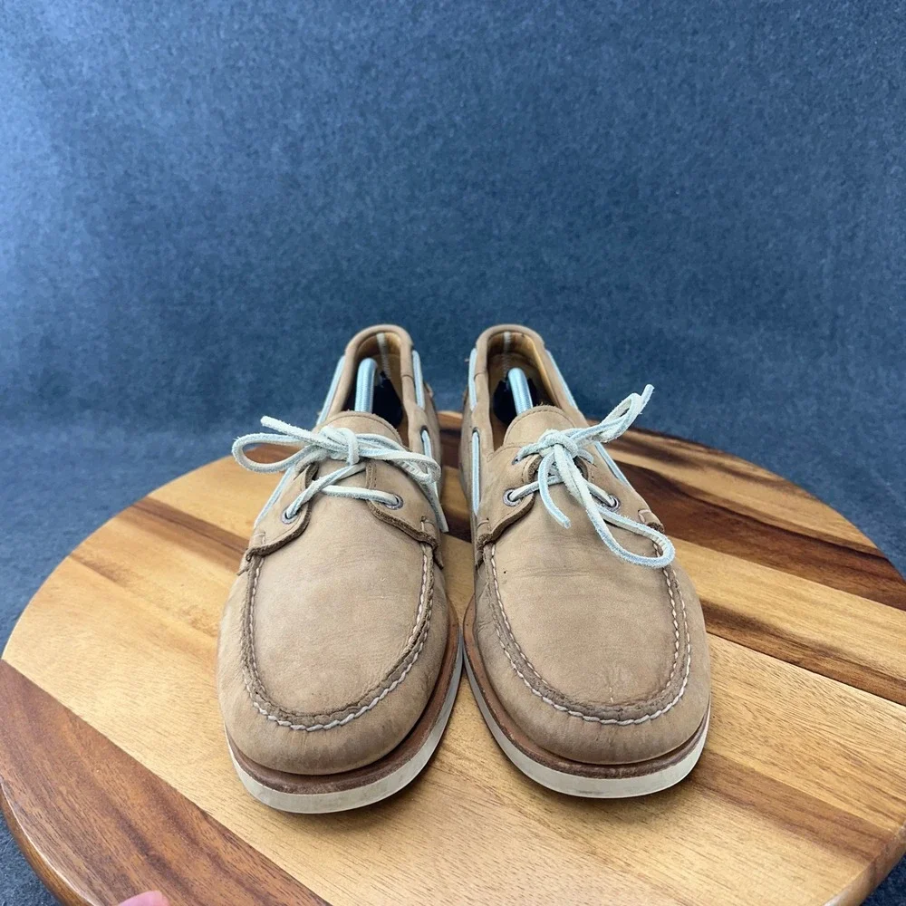 Sebago Docksides Crest Collection Mens 13 Tan Nubuck Leather Boat Shoes 720163